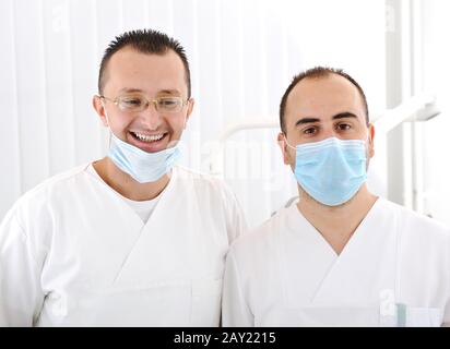 Confident successful doctors in hospital Stock Photo
