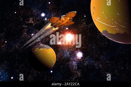 Interplanetary Space Travel Stock Photo