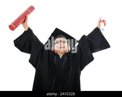 Diploma graduating little student kid Stock Photo