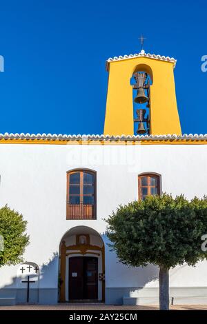 Church, Santa Gertrudis de Fruitera, Ibiza, Balearic Islands, Spain Stock Photo