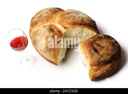 Bread and wine Stock Photo