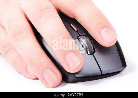 Male hand on mouse Stock Photo