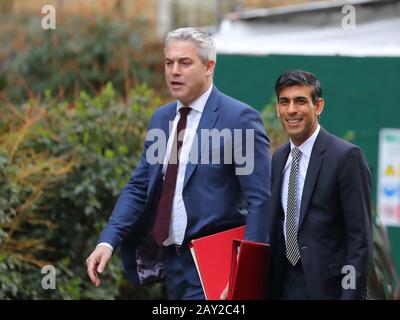 London, UK. 14th Feb, 2020. Newly appointed Chancellor Rishi Sunak and Chief Secretary to the Treasury Steve Barclay arriving for the extraordinary Cabinet Meeting following a reshuffle. Credit: Uwe Deffner/Alamy Live News Stock Photo