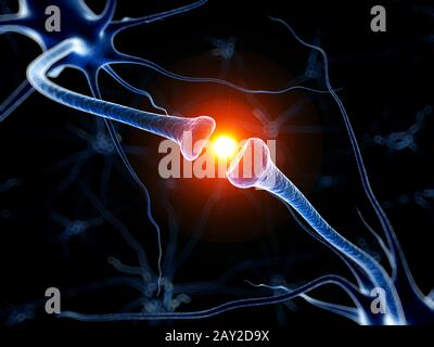 3d rendered medical illustration - active neurone Stock Photo