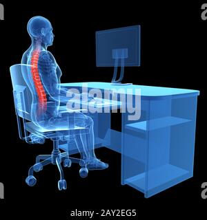 3d rendered medical illustration - correct sitting posture Stock Photo