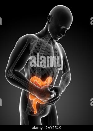 3d rendered illustration of a man having bellyache Stock Photo