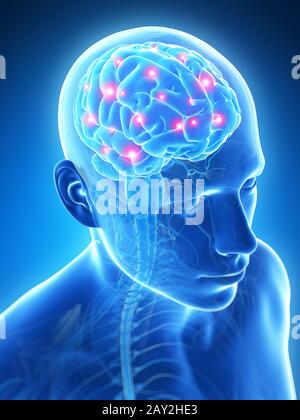 3d rendered illustration - active brain Stock Photo