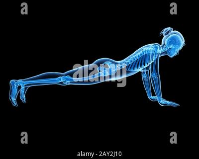 3d rendered illustration - woman doing pushups Stock Photo