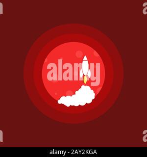 launch space rocket on mars Stock Vector