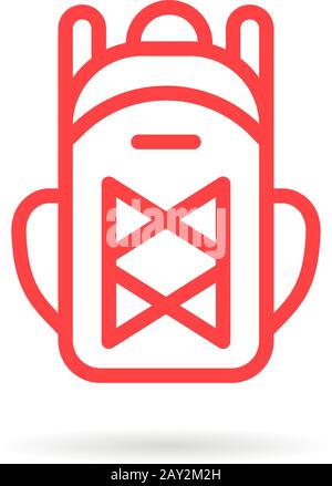 red linear unisex backpack icon Stock Vector