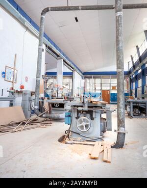 Johannesburg, South Africa, 20th April- 2017: Woodworking lathes in vocational training facility. Stock Photo