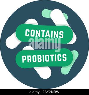 simple round contains probiotics logo Stock Vector