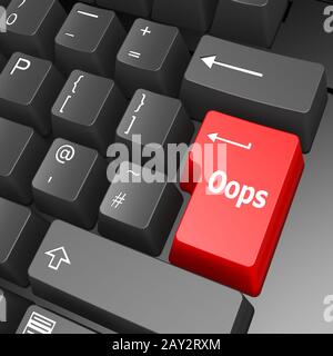Oops key on computer keyboard Stock Photo