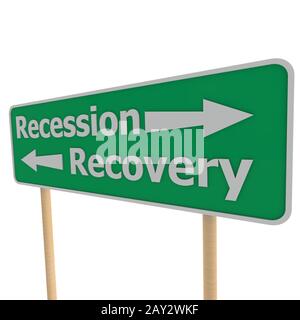 Recession recovery road sign Stock Photo