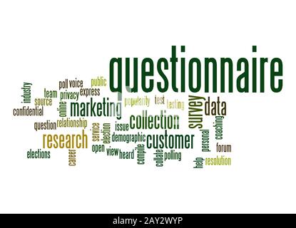 Questionnaire word cloud Stock Photo