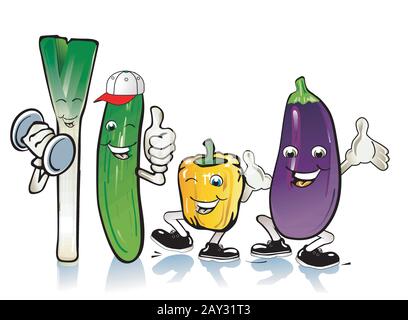 Happy vegetables collection - vector illustration Stock Vector