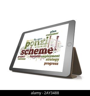Ponzi scheme word cloud on tablet Stock Photo