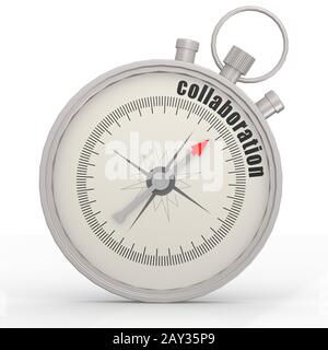 Compass with collaboration word isolated on white background Stock Photo