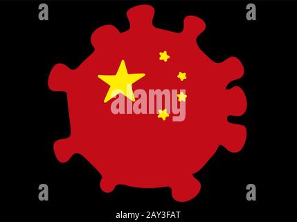 Coronavirus vector icon with Chinese flag Stock Vector