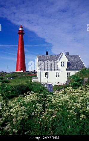 Andenes lighthouse, Andoya island, Vesteralen, Norway Stock Photo