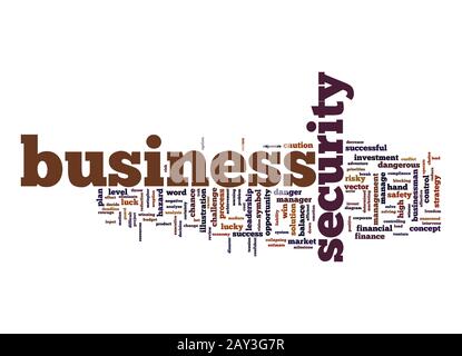 Business security word cloud with white background Stock Photo
