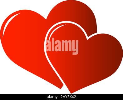 two red hearts icon or symbol for love or romantic relationship vector illustration Stock Vector