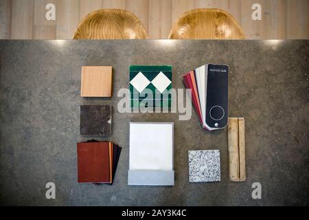 Tiles and fabric samples Stock Photo