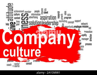 Company culture word cloud with red banner Stock Photo
