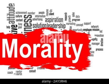 Morality word cloud with red banner Stock Photo