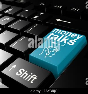 Money talks word on the blue enter keyboard Stock Photo