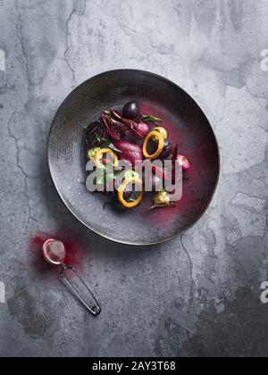 Roasted vegetables on plate Stock Photo