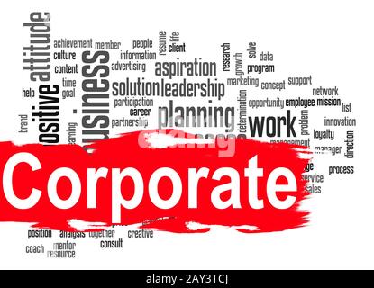 Corporate word cloud with red banner Stock Photo