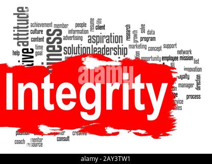 Integrity word cloud with red banner Stock Photo