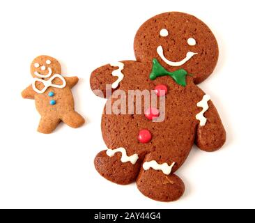 Gingerbread man cookies on white background Stock Photo