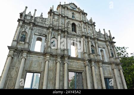 ruins of St. Paul's Cathedral in Macao Stock Photo