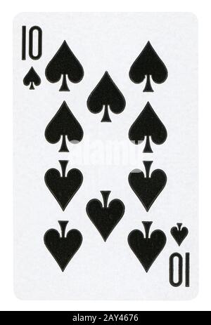 Ten of Spades Vintage playing card - isolated on white (clipping path included) Stock Photo