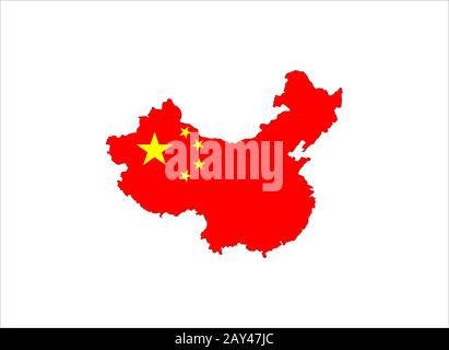 china flag map Stock Photo