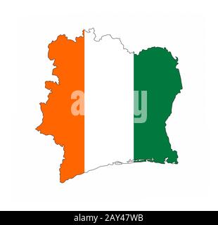 ivory coast flag map Stock Photo