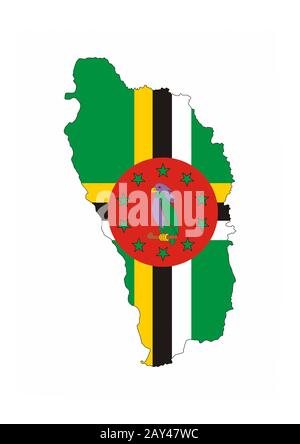 dominica flag map Stock Photo