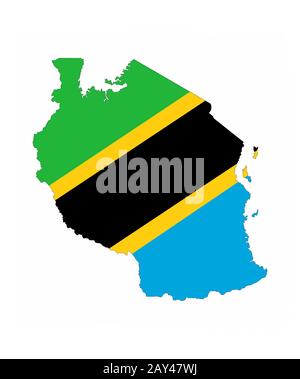 Silhouette of the map of Tanzania with its flag Stock Photo - Alamy