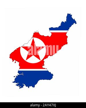 north korea flag map Stock Photo