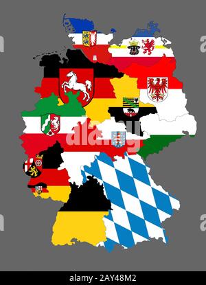 germany regions flag map Stock Photo