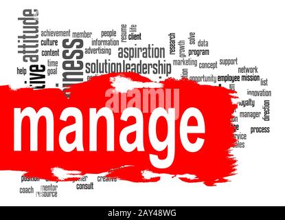 Manage word cloud with red banner Stock Photo