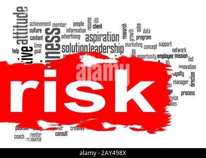 Risk word cloud with red banner Stock Photo