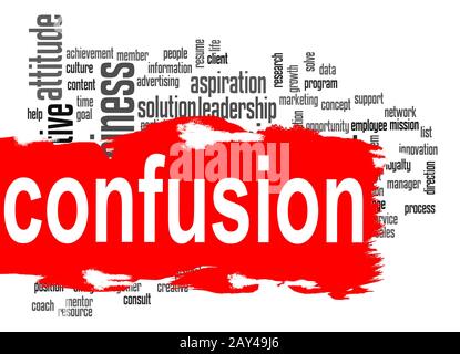 Confusion word cloud with red banner Stock Photo