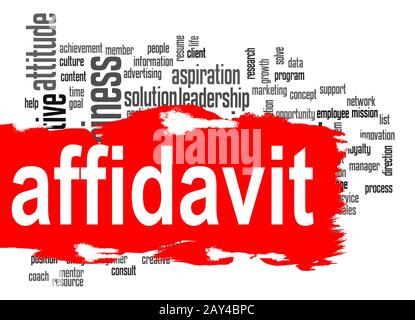 Affidavit word cloud with red banner Stock Photo