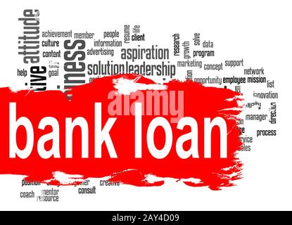 Bank loan word cloud with red banner Stock Photo