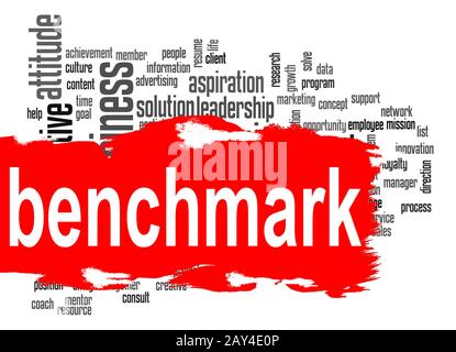 Benchmark word cloud with red banner Stock Photo