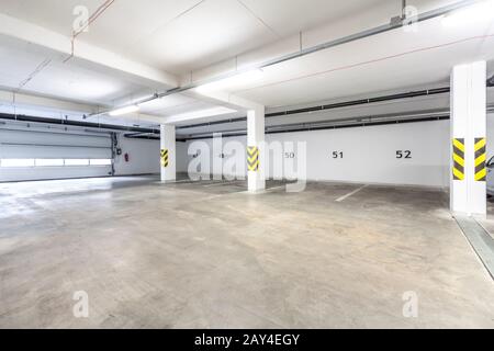 A large empty room - garage parking for cars Stock Photo
