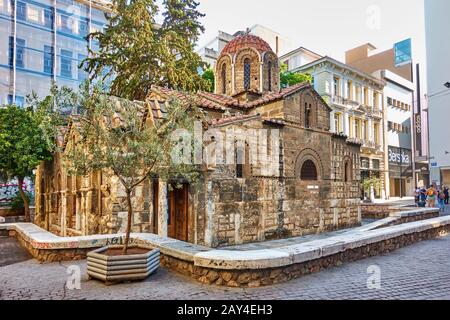 Athens, Greece  - September 21, 2019: Ancient orthodox Church of Panaghia Kapnikarea in Athens Stock Photo